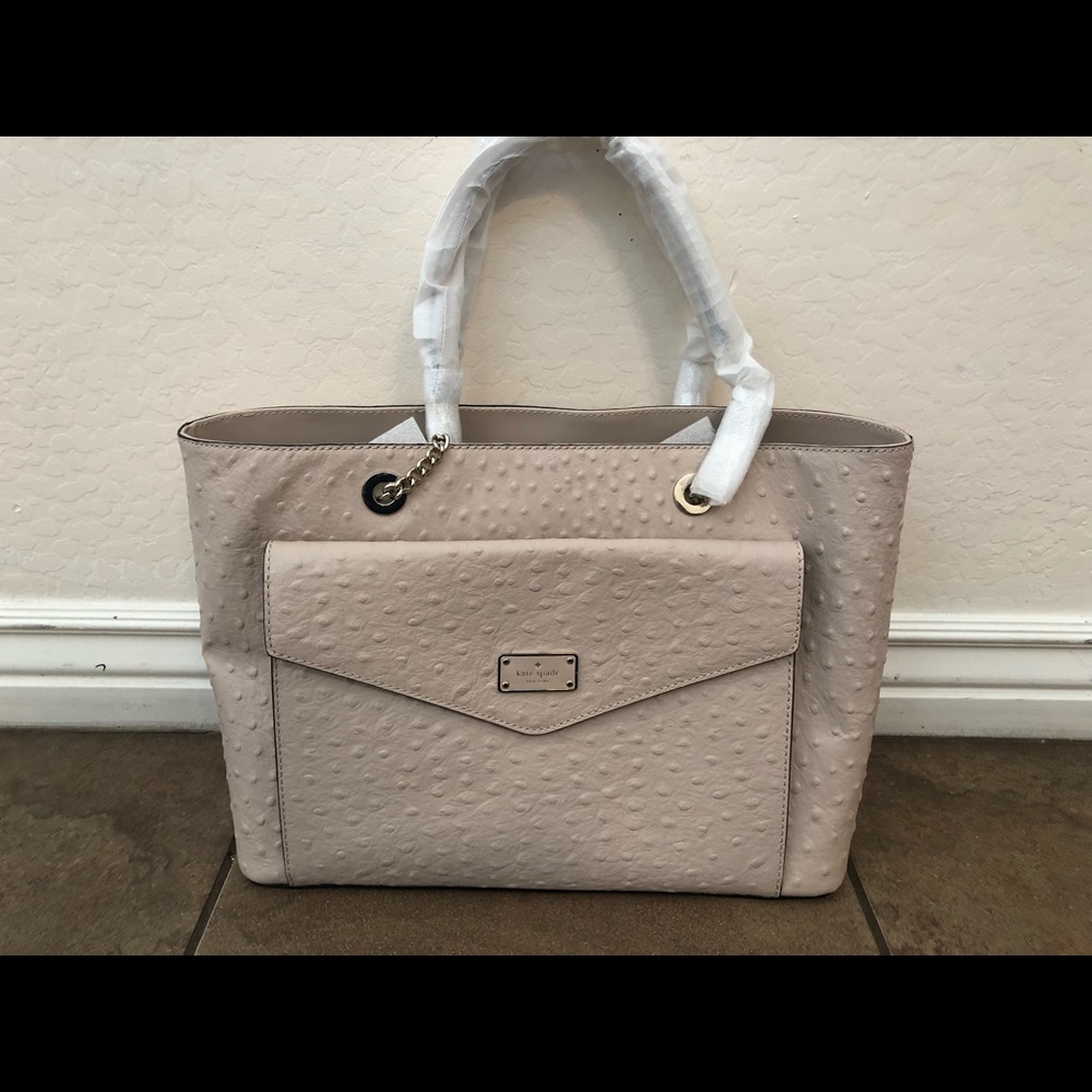 NWT Kate Spade A La Vita Halsey Ostrich Tote Bag